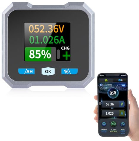 Koolertron Battery Monitor, 400A 10-100V 1.8 inch Display Wireless Voltage Current Meter for RV Car Motor Boat Motorhome Golf cart Solar System