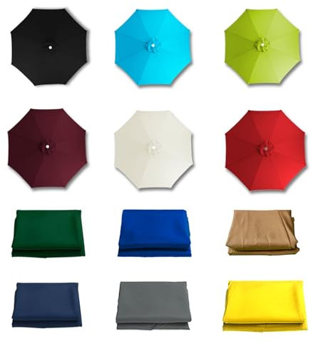 MObyat Tissu De Rechange pour Parasol D'extérieur, Toile Parasol 6/8 Baleines, Auvent De Rechange pour Parasol, Toile Parasol pour Jardin Terrasse Plage Piscine Marché