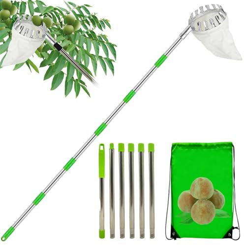 Fruit Picker Head Basket - Extendable Fruit Picker, Fruit Picker Basket | Agricultural Garden Hardware Fruit Picker Tools with Cotton Bag, High Altitude Portable Fruit Picker for Pear Lemon Orange