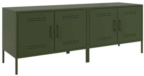 vidaXL Mobili TV 2pz Verde Oliva 68x39x50,5 cm in Acciaio, supporto TV, credenza TV, mobile HiFi, mobile porta TV, porta TV, mobile multimediale