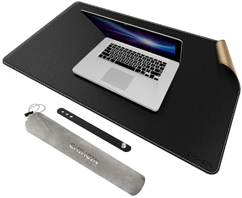 Chihein 80cm x 50cm Kork & PU Leder Schreibtischunterlage(schwarz), doppelseitiger Schreibtischunterlage, wasserdichter Mauspad für Gaming, Büro, Zuhause