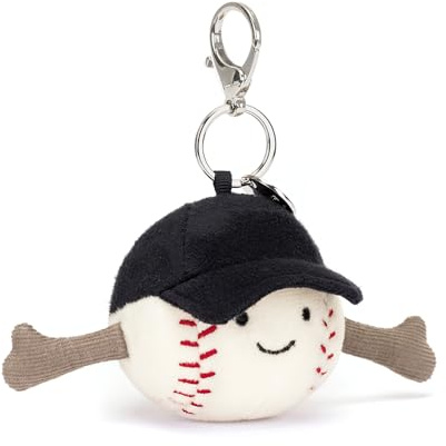 Jellycat Amuseables Baseball Taschen-Anhänger, 6,3 cm, Schlüsselanhänger, Sport-Plüsch, Geschenk für Sportfans, Baseball, Baseball, Baseball