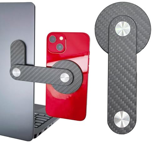 Support magnétique réglable en fibre de carbone pour ordinateur portable, support de téléphone portable, clip de montage latéral pour iPhone MagSafe Series et tous les téléphones, support d'extension