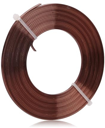 Flaches Aluminiumdraht - 3 x 1 mm - 5 Meter breites flaches Schmuckhandwerksdraht für Fassung, Modellieren, Armatur, Schmuckherstellung - Kaffee