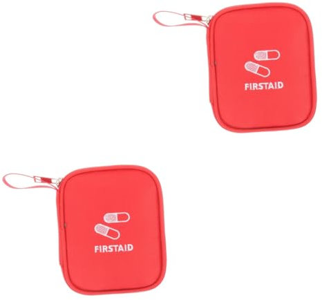 FRCOLOR 2St Mini-Erste-Hilfe-Set notfallpakete Mini-Notfalltasche arzneitasche Reisebedarf Medikamententasche Pille Medizin Reisetasche Aufbewahrungstasche Oxford-Stoff rot