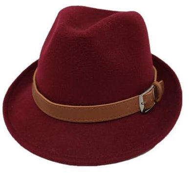 Jiaxu-Hüte Wollmützen for Herbst und Winter, britische Vintage-Mützen, warme Jazz-Mützen(Claret)