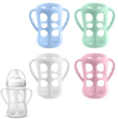 TEITEAI 4 Pack Silicone Sleeves for Philips Avent Glass Bottles 8oz, Silicone Bottle Sleeve Compatible with Avent Natural Glass Baby Bottles 8oz, Anti-Breakage Sleeves for Moms, BPA Free