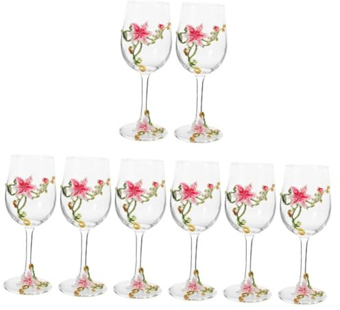 LABRIMP 8piezas Copas De De Enamel De Diseño Floral Para Whisky y y Celebraciones