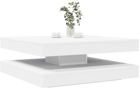 vidaXL Coffee Table 360-Degree Rotatable White 90x90x34.5 cm, end table, sofa table, couch table, side table, living room table, accent table