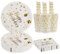 BOKFJBP Lot de 80 pièces de vaisselle de fête d'anniversaire en or blanc - Fournitures de vaisselle, assiettes, serviettes, tasses, pailles pour anniversaire d'enfant garçon et fille (or blanc)