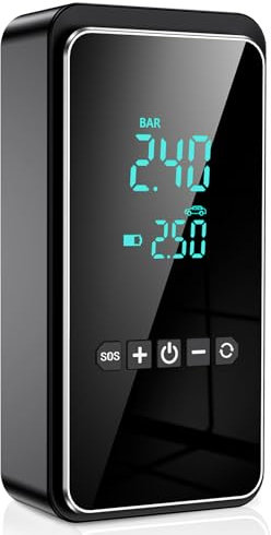 Elektrische Luftpumpe 150PSI, Tragbarer Akku Kompressor 12V 6000mAh, USB-C wiederaufladbare elektrische Fahrradpumpe mit Digital LED Anzeige und Notbeleuchtung-02