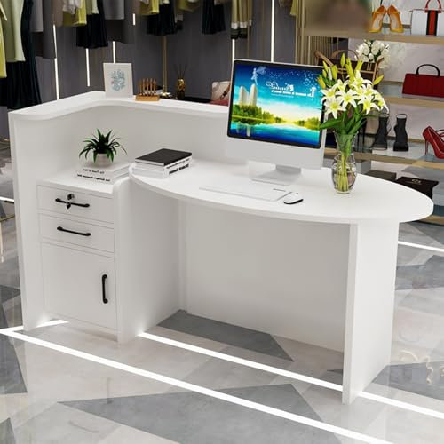 Moderner ovaler Empfangstisch aus Holz mit elegantem Design