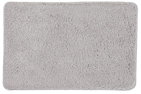 Kleine Wolke Badteppich Scott Silbergrau 50 x 70 cm | OEKO-TEX zertifiziert, rutschhemmende Unterseite, für Fußbodenheizung, maschinenwaschbar, 100% Polyester