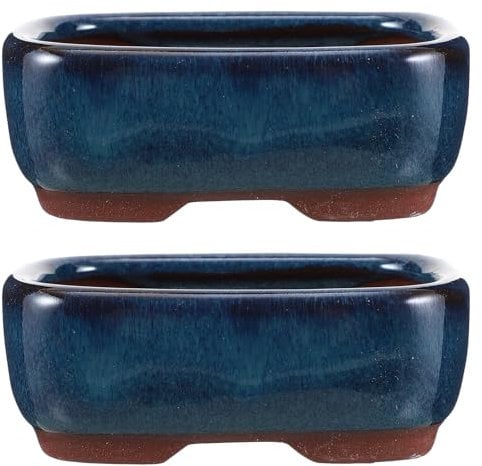 Maceta de plástico grande con estilo bonsái, elegante decoración del hogar y jardín para tu interior o exterior, maceta de cerámica de 30 cm (azul, talla única)
