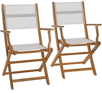 ESTEXO Klappstuhl Gartenstuhl Textilene 2er Set Gartensessel Klappsessel Balkonstuhl Weiß wetterfest & atmungsaktiv