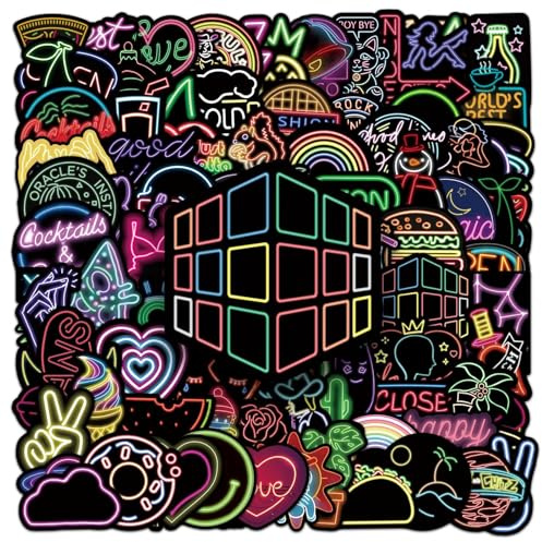 100PCS Neon Stickers for Water Bottle Laptop Luggage Suitcase Guitar Car Journal Skateboard Bike Motorcycle Bike Scrapbook,Cool Graffiti Waterproof Decals for Adults Kids Teens Best Gift