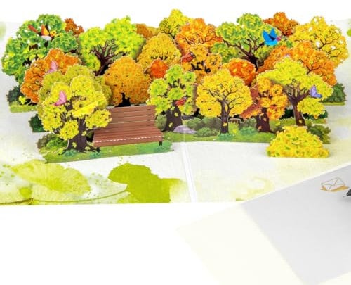 CNLITIHEKA Ginkgo Bäume Pop Up Karte, Glückliche Herbst Grußkarten, 3D Pop Up Karte für Thanksgiving, Geburtstag, Jubiläum, Naturliebhaber, enthält Umschlag.