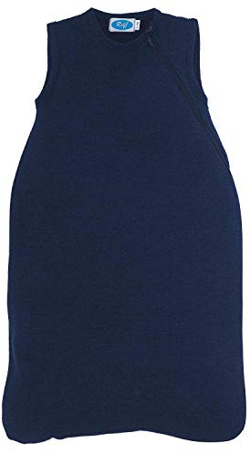 Reiff Merino-Seide Frottee Baby-Schlafsack, Ärmellos, 0,5 TOG, Temperaturregulierend, Handgefertigt in Deutschland (Marine, 50/56)