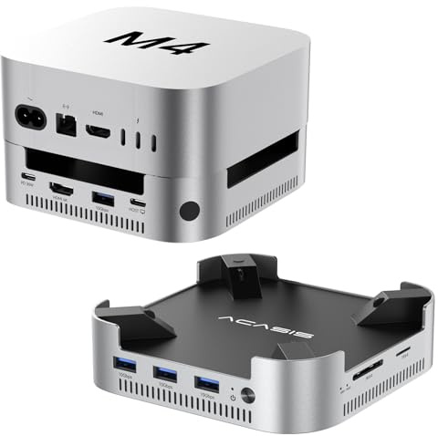 ACASIS Station d'accueil et support pour Mac mini M4 avec boîtier SSD NVMe à double baie, hub HDMI en aluminium pour Mac mini M4 et M4 Pro 2024, HDMI 4K60Hz, 4 x 10 G USB A, PD 30 W, SD/TF, prend en