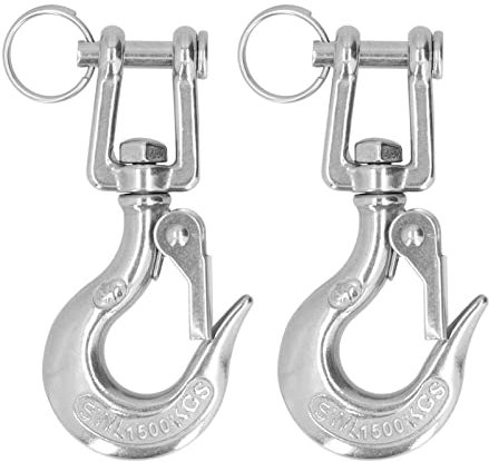 2pcs 304 ganchos de cadena de hilera de elevación de acero inoxidable con pestillo de seguridad, accesorio de aparejo duradero para grúas de construcción, equipo de carga (1/2)1500kg))