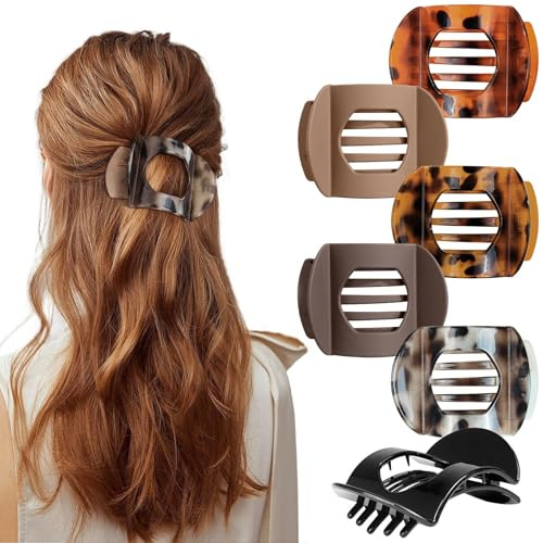Kavya Lot de 6 Pince Cheveux Plate - Pinces à Cheveux pour Femmes Antidérapante - Pince a Cheveux Plate pour Épais & Fins Grande Hair Clip - Élégantes Barettes Cheveux pour Allongé, Sport, Conduite
