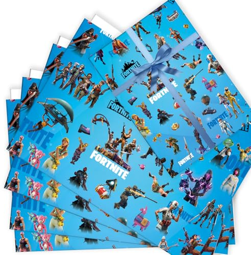 6 Sheets Game Wrapping Paper Birthday (Size 70cm X 50cm), Gift Wrap Perfect for Birthday Party or Christmas