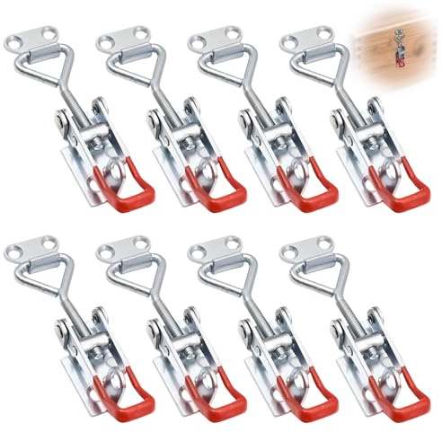 8pcs Chiusura a Leva Ginocchiera Chiavistello Chiusura a Tensione Blocco Leva Fibbia con Buco Della Serratura Adatto per Armadi Cassetti Finestre Apparecchiature Meccaniche Ecc