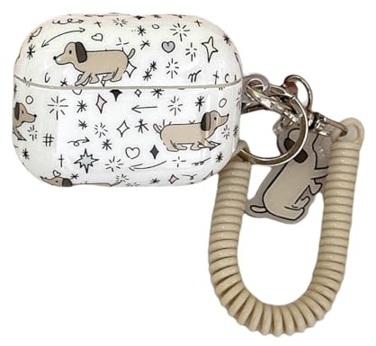 eglixu für AirPods Pro 3 Hülle (2025), Niedliches Cartoon Dackel-Hund Kreatives Musterdesign, Stoßfeste Schutzhülle mit Schlüsselanhänger für Apple Airpods Pro 3. Generation (A)