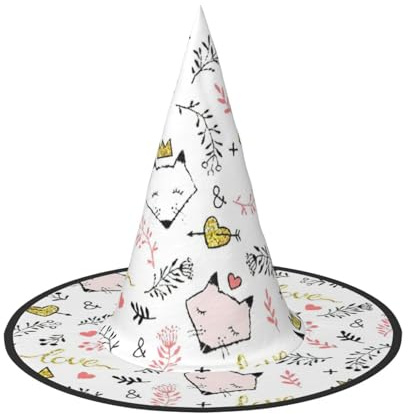 VCzsdff Love Cartoon Fuchs Druck Cosplay Oxford Tuch Halloween Hut für Halloween Partys, leichte 33 cm hohe Hexenkappe
