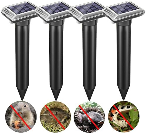 Repelente ultrasónico para Topos, Repelente Solar para Topos 4 Piezas, para ahuyentador