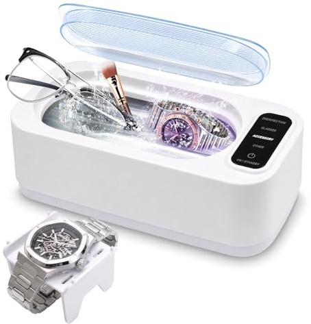 Focenat 49000Hz Ultraschallreinigungsgerät,350 ml Brillenreinigungsgerät,Ultraschallreiniger,Ultrasonic Cleaner,Ultraschallgerät,4 Modis,Geeignet für Brillen,Uhren,Schmuck,Zahnprothesen