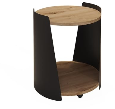 Vicco Couchtisch Lofta, Schwarz, 40 x 40 cm | mit Rollen für flexible Platzierung und leichte Bewegung