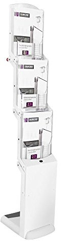 Faltbarer Bodenprospektständer mit 3 Fächern im DIN A4 Hochformat Prospektständer/Prospekthalter/faltbar/klappbar/mobil - Premium Line