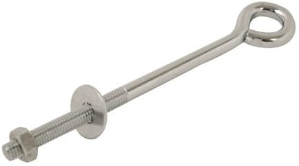 Merriway BH05277 Eye Bolt with Nut and Washer, BZP M8 x 200mm, Silver