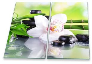 Herdabdeckplatte Abdeckung Ceranfeld Abdeckplatte Schneidebrett 2-Teilig 60x52 Bambus Mehrfarbig Spritzschutz Glasplatte Ceranfeldabdeckung Schutz Herdschutz Sicherheitsglas Glasschneidebrett 2x30x52