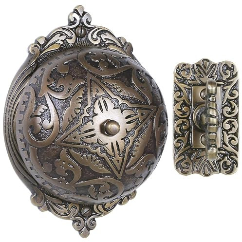 A29 Twist Hand-Turn Solid Brass Wireless Mechanical Doorbell Chime in Antique Brass Finish Vintage Decorative Victorian Door Bell with Easy Installation