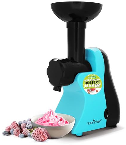 Nutrichef NCIM30 Electric Maker Fruit Sorbet Machine Makes Healthy Vegan Ice Cream Desserts, Soft Serve Gelato, Smoothie, Slushie, Frozen Dairy Free Yogurt w/Recipe Book