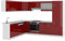Vicco Eckküche R-Line, Bordeaux Hochglanz/Weiß, 227 x 287 cm, AP Marmor