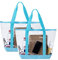 VENO Lot de 2 Sac Transparent avec fermeture éclair et poche frontale, Sac fourre-tout en PVC, Sac de plage pour Voyage, Shopping, Sport et Travail (Lot de 2, Cyan)