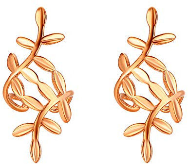 JewelryWe Schmuck Damen Blatt Ohrclips Ohrklemme Ohrringe Edelstahl Fake Piercing Clip-on Ohr Klammern Ohne Loch Ohrstecker für Frauen Mädchen Rosegold