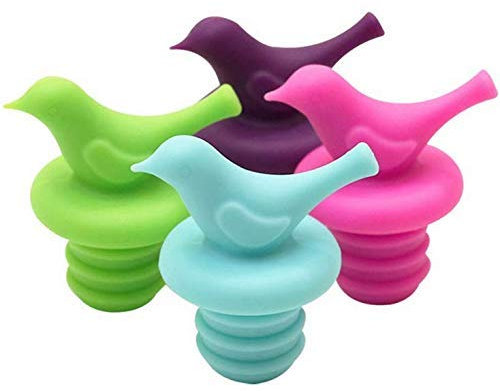 Bouchons à Vin Silicone,Bouchon de Bouteille de Vin Colorées 8 Pack Réutilisables Vide Scellant Bouchon avec Vis pour Alcool de Boisson Champagne