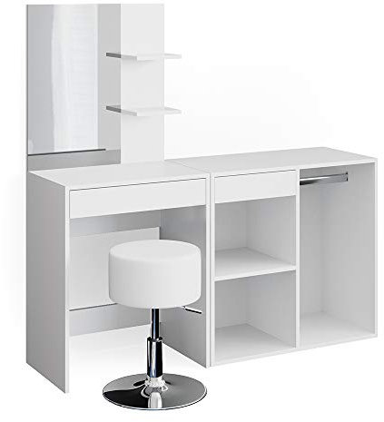 Vicco Schminktisch Isabelle, Weiß, 140 cm mit Hocker