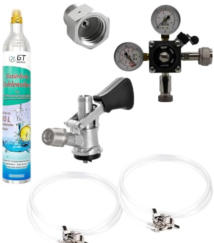 Gastrobedarf Westerbarkey GDW Zubehörset für Zapfanlagen mit 425g Soda Co² Keg nach Wahl Druckminderer & Schläuchen (Korbkeg(S))
