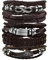 MILAKOO 5 Stück Geflochtene Lederarmbänder mit Gravur Einstellbar Manschette Armband für Männer Damen (Braun)