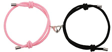 Bsoepnr Paar Magnet Armbänder, Beziehung Armband Paar Geschenke für Freund Freundin Männer Frauen und Liebhaber, 2 PCS Mutual Matching Couple Armbänder mit Liebe Herz Anhänger