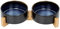SPUNKYJUNKY Dog Bowl Ceramic Cat Bowl Feeding Bowl with Bamboo Stand Feeding Bowls for Dogs and Cats, Pack of 2 Dog Bowls Raised High Set, 400 ml