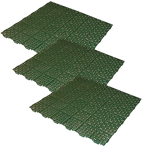 Pack 3 baldosas para jardín efecto drenaje de 55,5x55,5 cm. Cobertura total 0,9 m² – Colección Marte – Verde