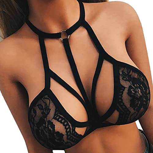 Mode Geschirr Punk Gothic BHS Riemchen Eingesperrt Dessous Elastisch Bandage Damen unter geführt Hollow Bra Verband BH Harness Elastische Sexy Body Cage BH Halter Crop Top Bustier Hohle BH BL33
