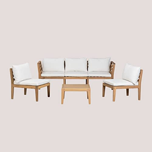 SKLUM Filips 5-teiliges Gartenset mit Armlehnen und Couchtisch Gardenia Weiß