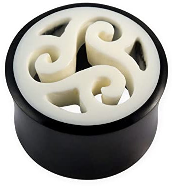 Fly Style Flesh Tunnel Horn und Knochen - Triskele Piercing Schmuck, Grösse:12 mm (Paar)